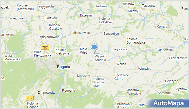 mapa Wysoki Średnie, Wysoki Średnie na mapie Targeo